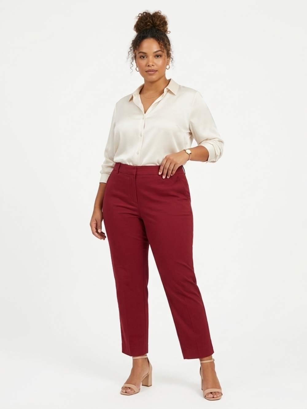 Penningtons In Every Story Women's High-Rise Burgundy Straight Leg‎ Pants
